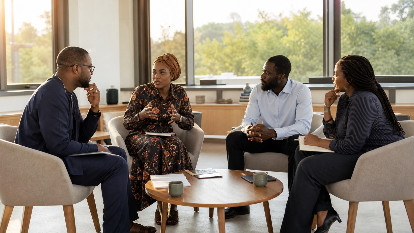 Nigerian cross-disciplinary collaborators reflecting on a shared project