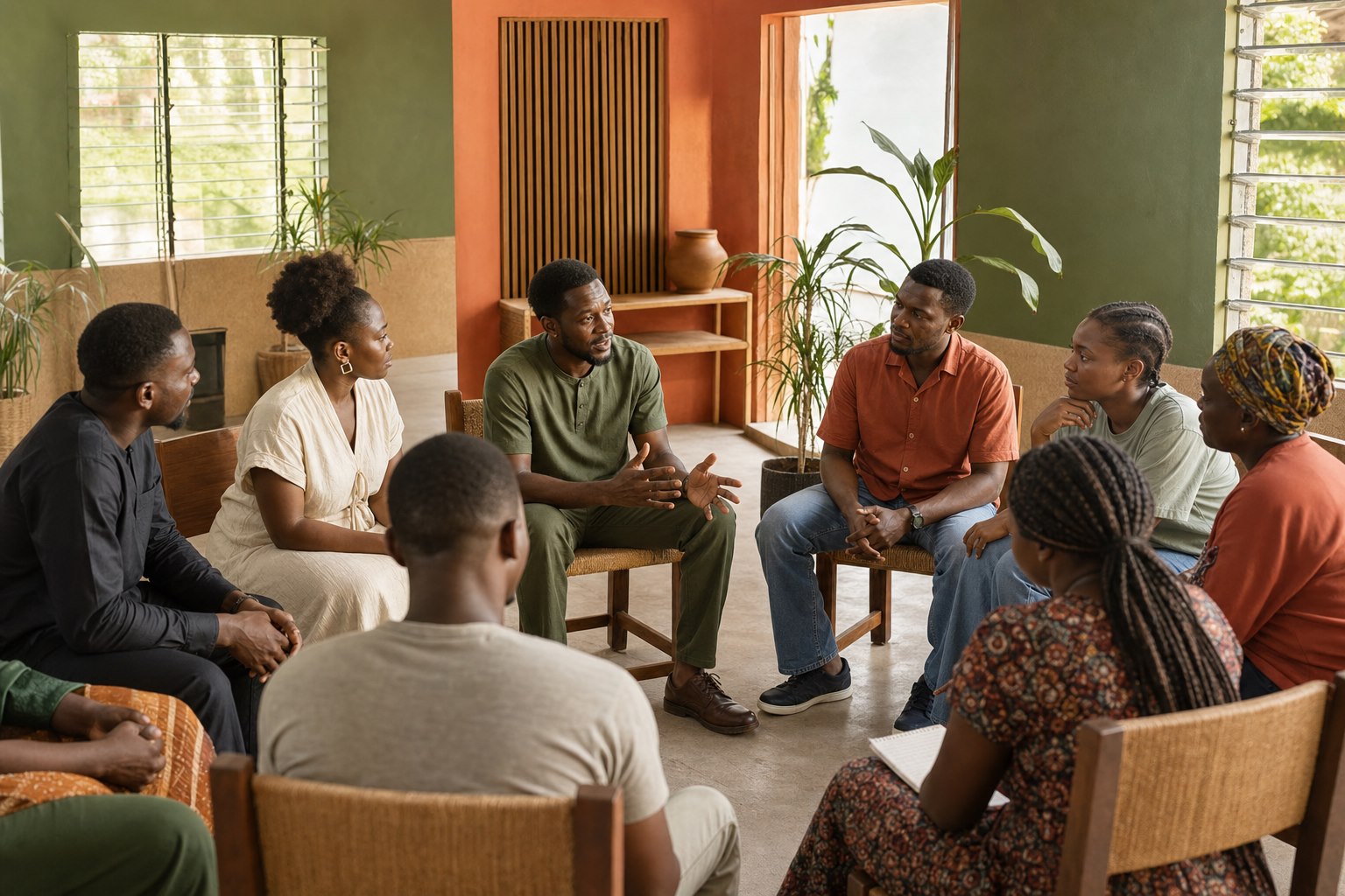 A local facilitator leading an engaged community learning conversation